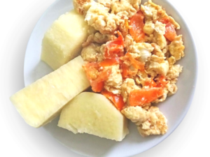 Boiled Yam & Egg Sauce